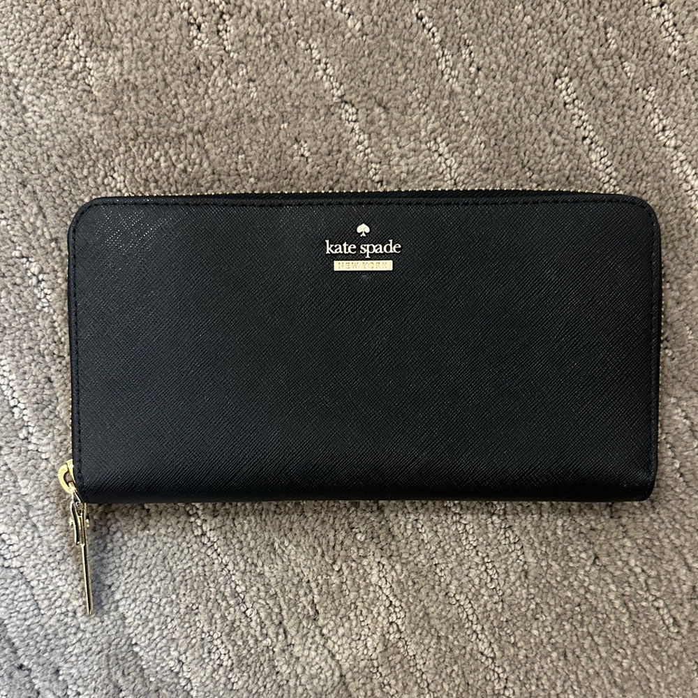 Kate Spade Black Wallet with Gold Detail